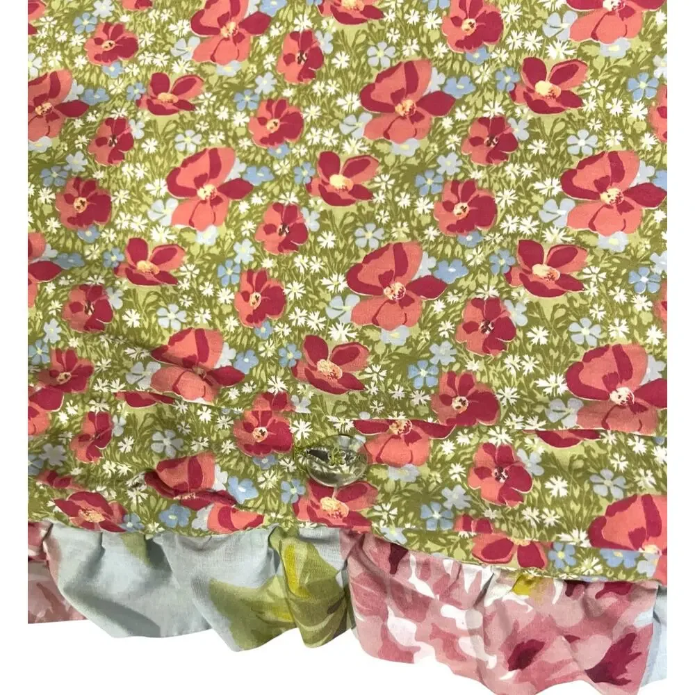 Waverly Sanctuary Rose King Pillow Shams Covers Set of 2 Red Blue Toile Floral